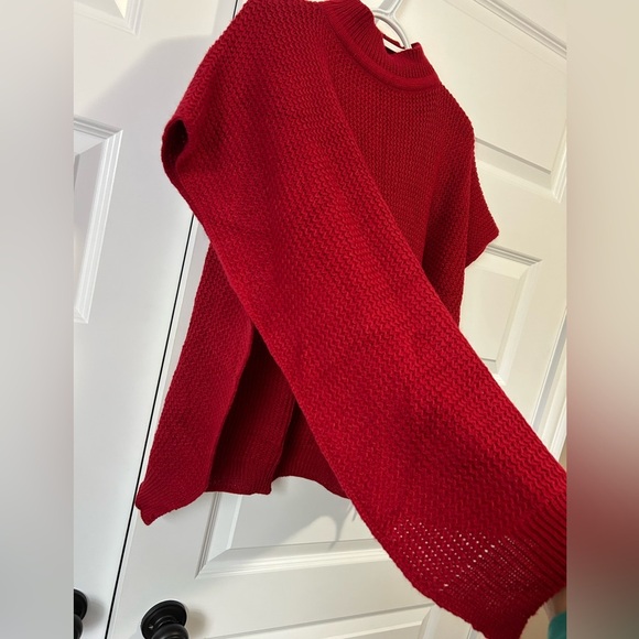 NWT LOFT Vibrant Red Women's Poncho Sweater - Picture 5 of 5